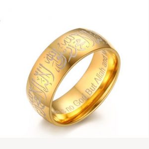 5mm Stainless Steel Ring Muslim Words Islam Gold Ring Jewelry