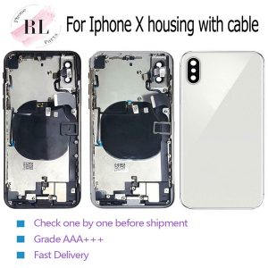 5pcs back cover for iphone x half frame chassis bezel for the rear battery body cover housing with flex cable