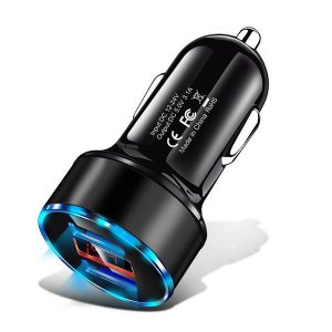 5v 3a dual qc 3.0 fast usb car charger for iphone x 8 samsung s10 charge 3.0 in car & led digital display