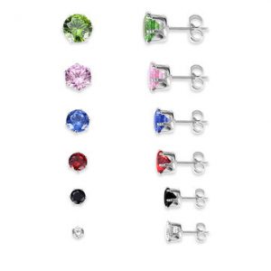 6 Pairs of Cute Multi Size Zircon Geometric Stud Earrings