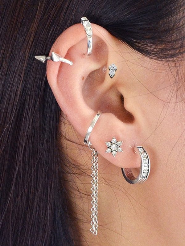 6Pcs Ethnic Rhinestone Decorate Earrings