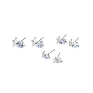 6pcs Cute Earrings Rhinestone Star Earrings for Women Gift