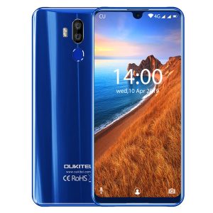 7.12" waterdrop full screen fhd+ oukitel k9 4g lte 4gb 64gb octa core mtk6765 android 9.0 face id fingerprint gps 16mp 2 cameras smartphone