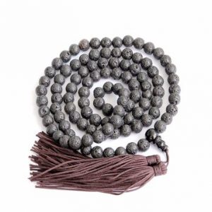 8mm Black Lava Stone Tibet Buddhist 108 Prayer Beads Necklace