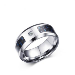 8mm Simple Ring Zircon Shining Men Ring