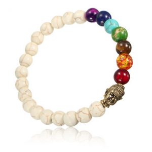 8mm White Turquoise Beads Buddha Bracelet