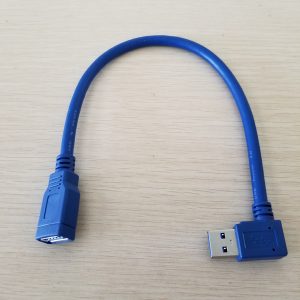 90 degree right angle usb 3.0 type a extension data cable male to female blue 30cm