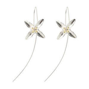 925 Silver Earrings Tassel Four Leaf Flowers Elegant Earrings