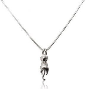 925 Sterling Pure Silver Cat Pendant Necklace