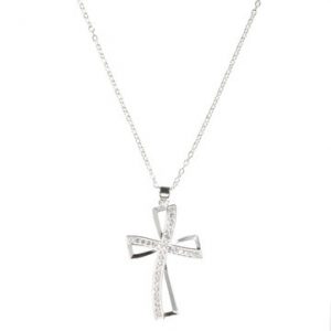 925 Sterling Silver Cross Crystal Necklace