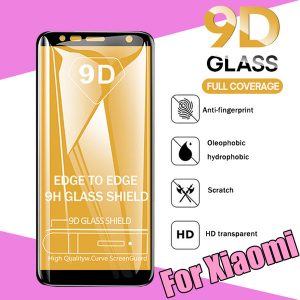 9d full cover tempered glass curved edge protective film screen protector for xiaomi mi 9 se lite 6x f1 f2 play redmi note 8 pro 7s 7 k20 go