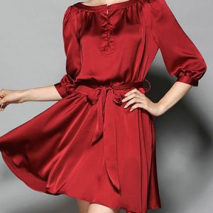 A-line Casual 3/4 Sleeve Bateau/boat Neck Mini Dress