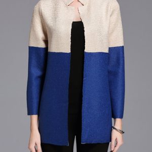 A-line Color-block Casual Long Sleeve Coat