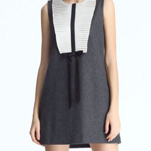 A-line Crew Neck Wool Blend Casual Sleeveless Mini Dress