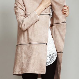 A-line Elegant Zipper Stand Collar Coat