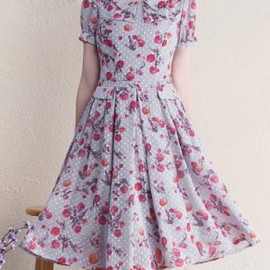 A-line Girly Short Sleeve Midi Dress