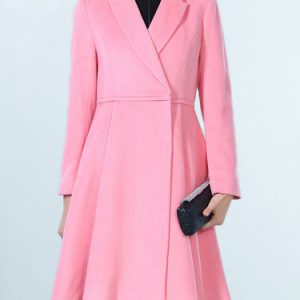 A-line Long Sleeve Wool Blend Casual Coat