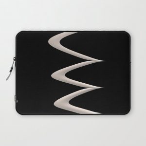 ANSEL modern white abstract design on black background Computer Cover by LishPix - Laptop Sleeve - 13"