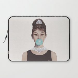 AUDREY BLOWING BLUE BUBBLEGUM Computer Cover by ArtbyCPolidano - Laptop Sleeve - 13"