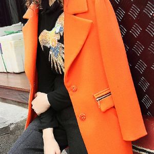 Abstract Printed Lapel Statement Long Sleeve Coat