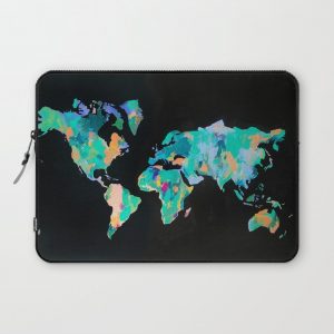 Abstract World Map Computer Cover by Christine Lindstrom - Laptop Sleeve - 13"