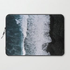 Aerial of a Black Sand Beach with Waves - Oceanscape Computer Cover by Michael Schauer - Laptop Sleeve - 15"