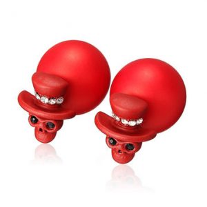 Alloy Ball Skull Head Stud Earrings