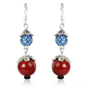 Alloy Ceramic Bead Crystal Ball Earrings