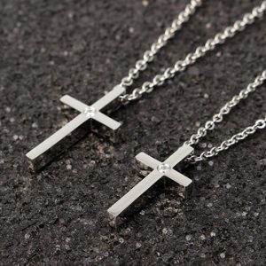 Alloy Couple Cross Pendent Zircon Necklace