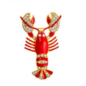 Alloy Crystal Red Lobster Brooch