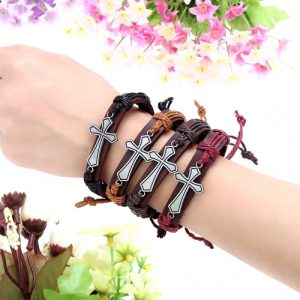 Alloy Leather Bracelet Men Women Fashion Bangle