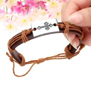 Alloy Leather Bracelet Men Women Fashion Bangle