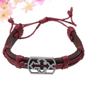 Alloy Leather Bracelet Men Women Fashion Bangle