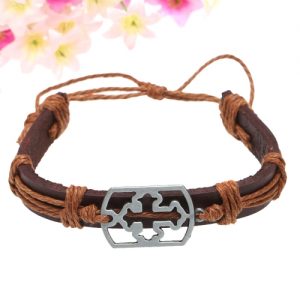 Alloy Leather Bracelet Men Women Fashion Bangle