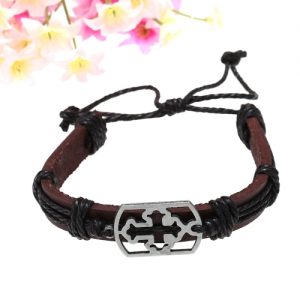 Alloy Leather Bracelet Men Women Fashion Bangle