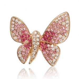 Alloy Rhinestone Butterfly Brooch