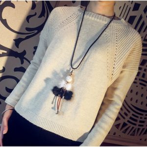 Alloy Velvet Doll Pendant Long Necklace