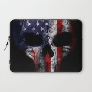 American Flag Punisher Skull Grunge Distress USA Computer Cover by Grunt Lifestyle - Laptop Sleeve - 13"