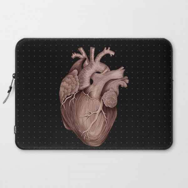 Anatomical Human Heart - Black and Old Rose Computer Cover by Faye Enamno - Laptop Sleeve - 15"