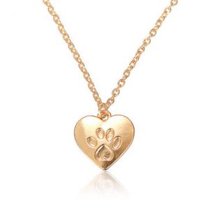 Animal Footprints Heart Pendant Necklace