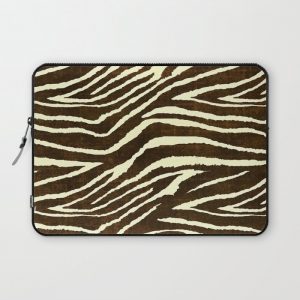 Animal Print Zebra in Winter Brown and Beige Computer Cover by Saundra Myles - Laptop Sleeve - 13"