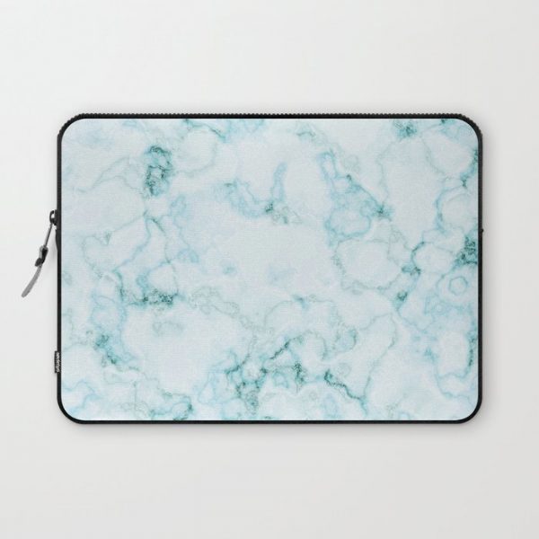 Aqua marine and white faux marble Computer Cover by ArtOnWear - Laptop Sleeve - 13"