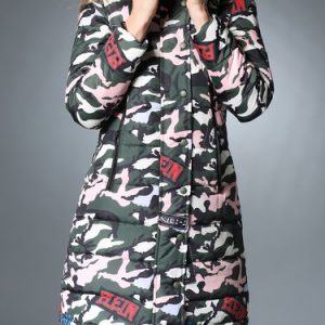 Army Green Hoodie Casual Printed Coat