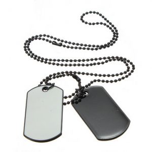 Army Style White Black 2 Dog Tag Necklace