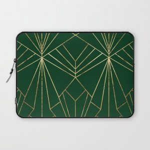 Art Deco in Gold & Green - Large Scale Computer Cover by Wellington Boot - Laptop Sleeve - 13"