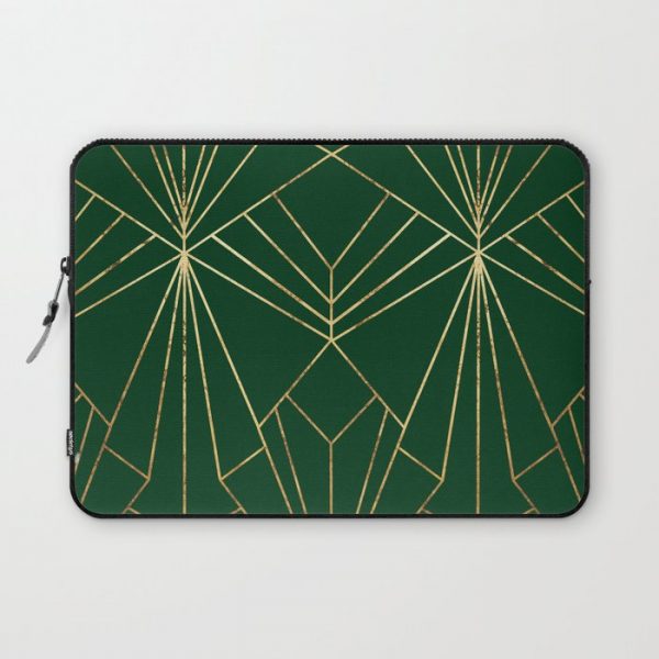 Art Deco in Gold & Green - Large Scale Computer Cover by Wellington Boot - Laptop Sleeve - 13"