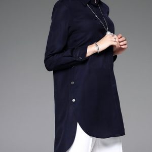 Asymmetric Casual Plain Long Sleeve Tunic