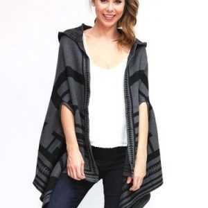 Asymmetric Geometric Casual Shift Batwing Poncho And Cape