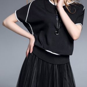 Asymmetric H-line Short Sleeve Casual Blouse