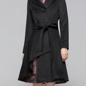 Asymmetric Lapel Simple Wool Blend Coat